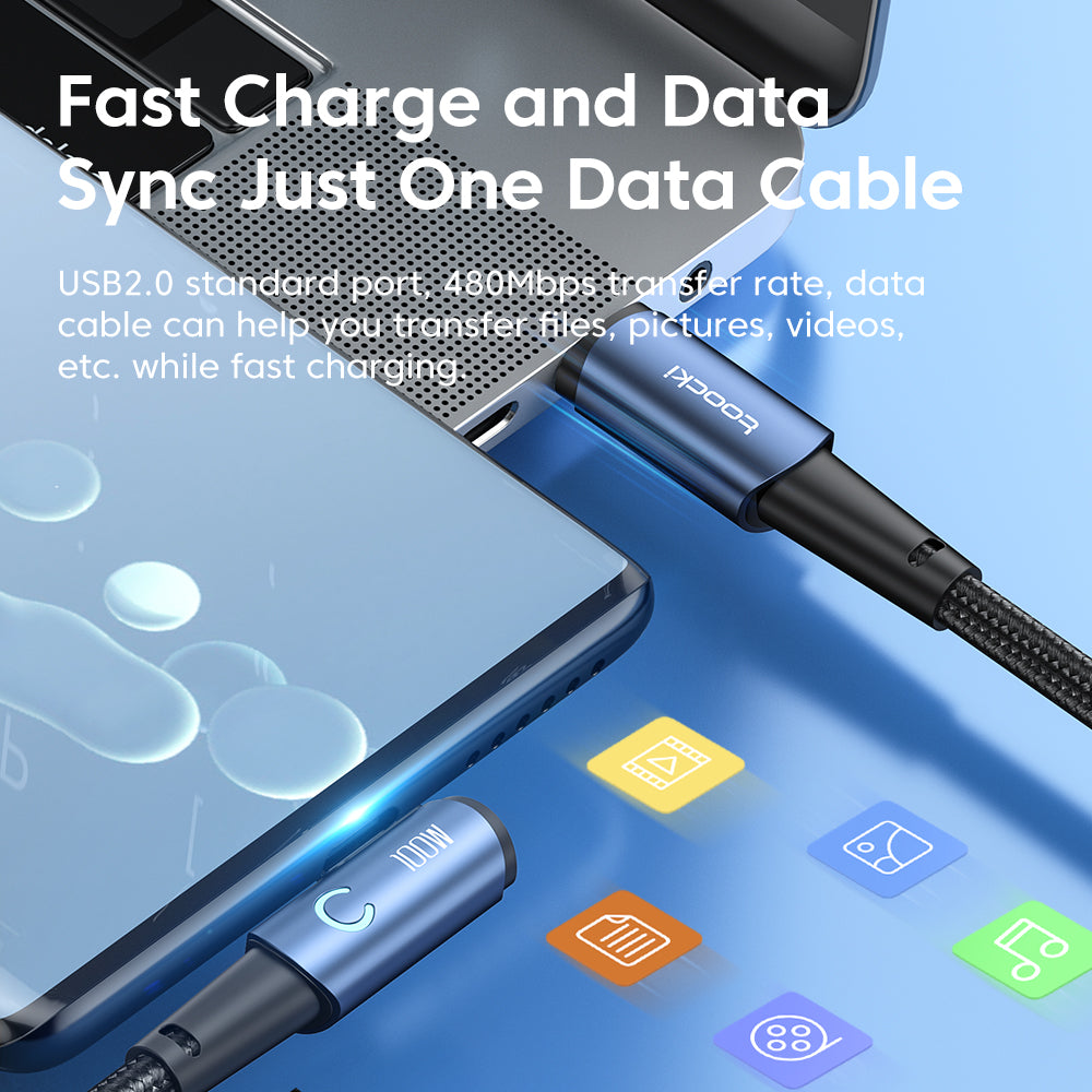 USB-C to USB-C 100W 90° Cable for MacBook/iPad/Xiaomi
