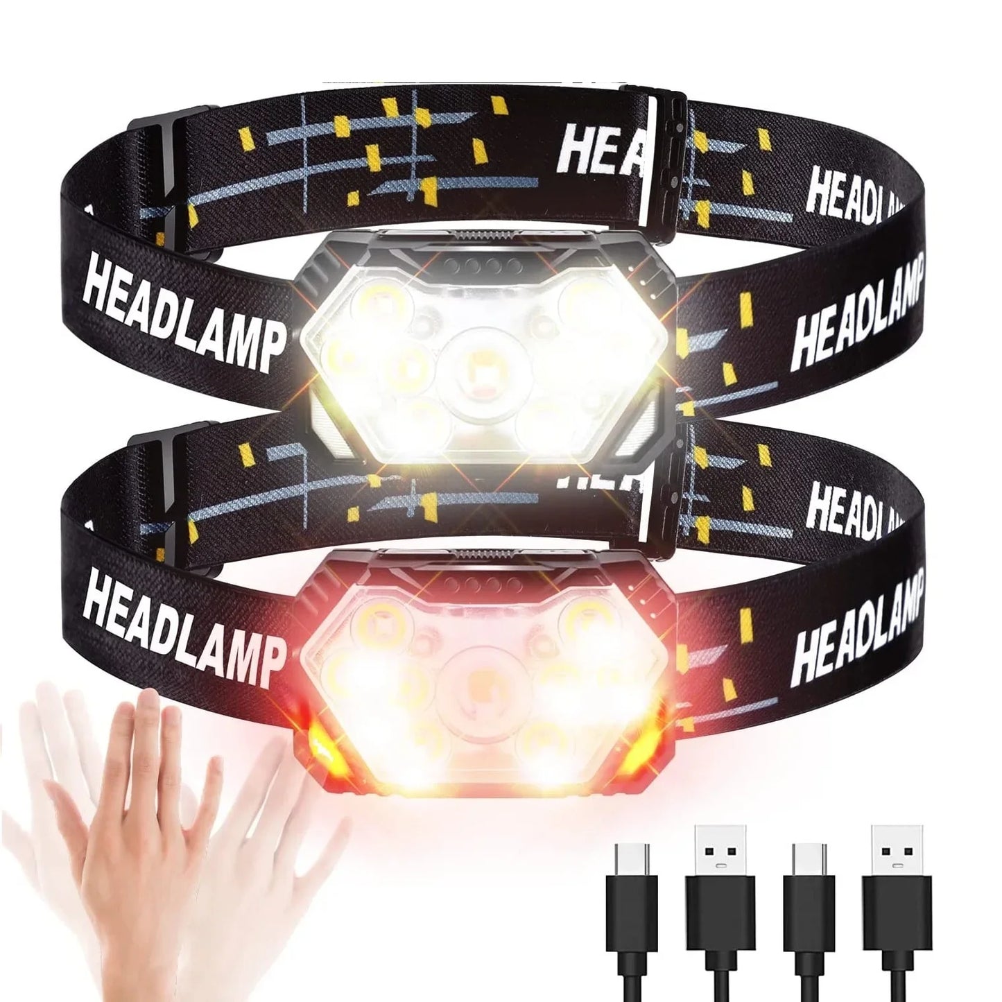 9 LED Headlamp USB Rechargeable Motion Sensor Light