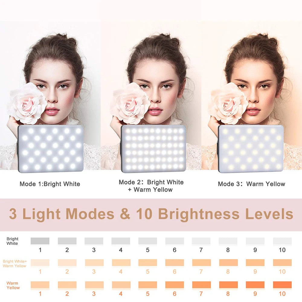 LED Selfie Light: 3 Modes Adjustable Brightness